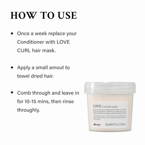 Davines LOVE Curl Mask | For Nourished and Workable Curls | Hydrate and Soften