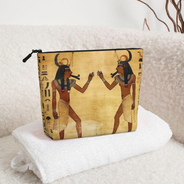 Linen Makeup Bag For Women, Waterproof Travel Cosmetic Organizer Lightweight Zipper Travel Toiletry Bag Organizer Ancient Egyptian Makeup Brushes Storage Bag