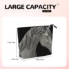 Linen Makeup Bag For Women, Waterproof Travel Cosmetic Organizer Lightweight Zipper Travel Toiletry Bag Organizer 3d View Horse Makeup Brushes Storage Bag