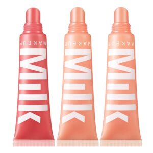 Milk Makeup Balmade Electrolyte Lip Balm – Hydrating, Sheer Gloss Nourishes + Replenishes Moisture – Clean, Vegan Formula with High-Shine Finish – 3-Pack – Werk Out, Ion, Refresher, 0.4 oz