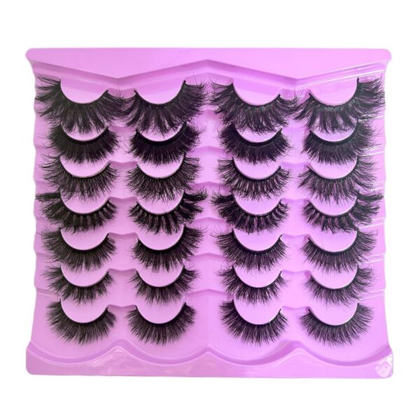 14 Pairs Soft Mink Eyelashes 3D Curl Winged End Eye Elongated Fake Lashes Thick Handmade Natural False Eyelash Messy Cross Lash Wholesale (MX-001)