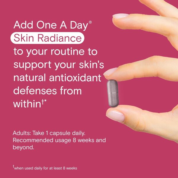 One A Day Skin Radiance, Skin Supplement to Support Hydration & Glow with Blood Orange Extract & Collagen Health with Vitamin C & Vitamin E, 30 Capsules