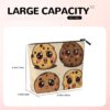 Linen Makeup Bag For Women, Waterproof Travel Cosmetic Organizer Lightweight Zipper Travel Toiletry Bag Organizer 3 Chocolate Chip Cookies Makeup Brushes Storage Bag
