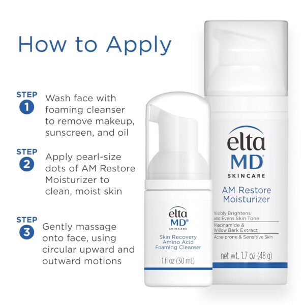 EltaMD AM Restore Face Moisturizer for Women and Men, Light Moisturizer Face Cream, Made with Niacinamide and Hyaluronic Acid, 1.7 oz Pump