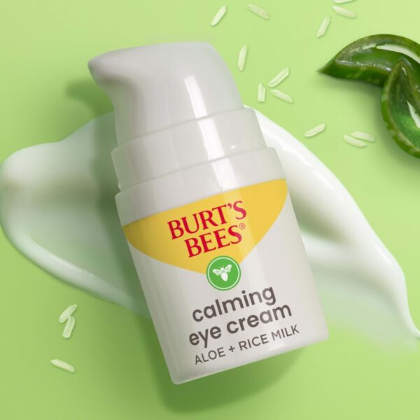 Burt's Bees Calming Eye Cream With Aloe and Rice Milk, Moisturizes Without Causing Redness or Irritation, 98.7 Percent Natural Origin Skin Care, 0.5 oz. Bottle