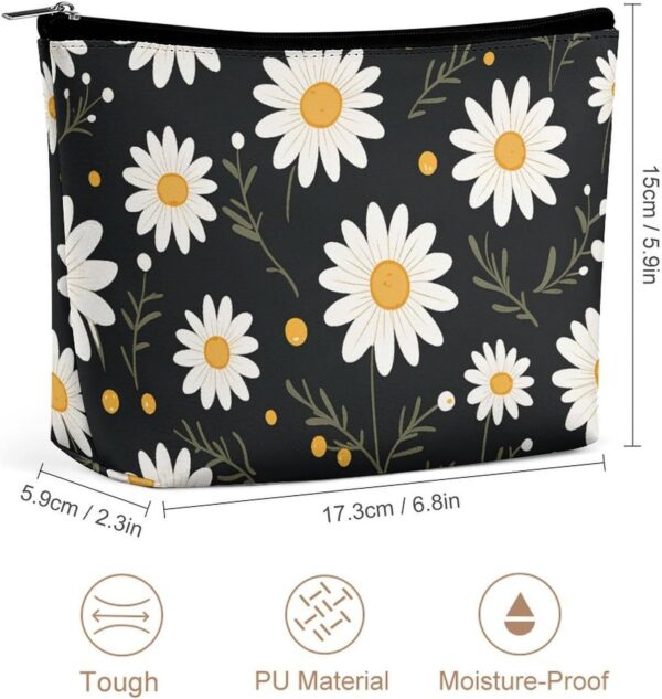 Makeup Bag for Women Cosmetic Bags Daisy Flower Pattern Travel Toiletry Bag Cute Zipper Make Up Bags Large Capacity Makeup Case Organizer Portable Makeup Pouch for Travelling Gift