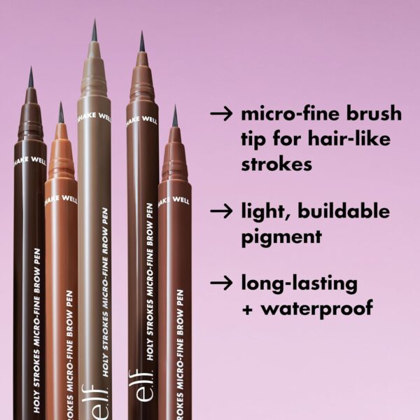 e.l.f. Holy Strokes Micro-Fine Brow Pen, Liquid Waterproof Eyebrow Makeup For Detailing & Adding Dimension, Vegan & Cruelty-Free, Deep Brown