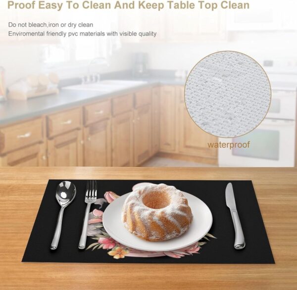 Floral Perfume Bottle Illustration Placemats Washable PVC Table Mats Kitchen Table Placemat for Indoor Outdoor