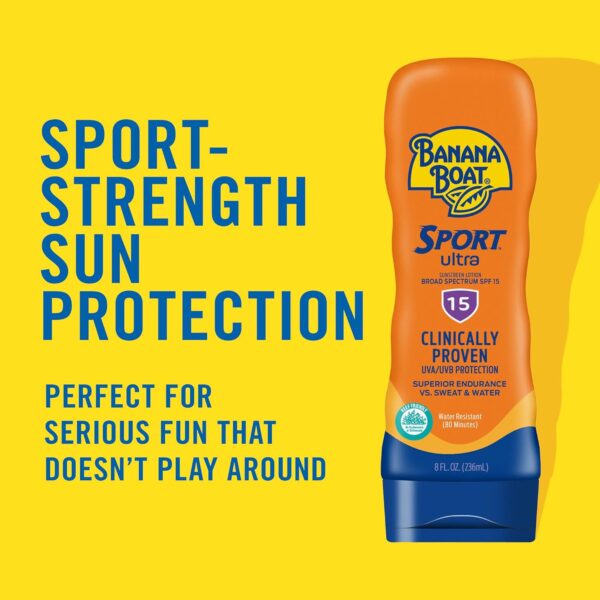Banana Boat Sport Ultra SPF 15 Sunscreen Lotion Twin Pack | Banana Boat Sunscreen SPF 15 Lotion, Sunblock, Oxybenzone-Free, Water Resistant, 8oz each