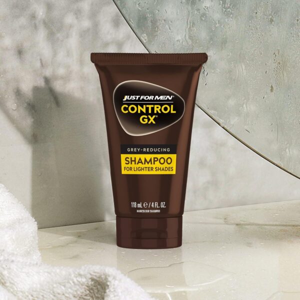 Just for Men Control GX Grey Reducing Shampoo for Lighter Shades of Hair, Blonde to Medium Brown, Gradual Hair Color with Keratin, 4 Fl Oz - Pack of 3 (Packaging May Vary)