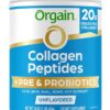 Orgain Hydrolyzed Collagen Peptides + Prebiotic & Probiotics Powder for Women & Men, 20g Grass Fed Collagen, 1 Billion CFU - Supports Digestive, Hair, Skin & Joint Health, Non-GMO, Type I & III, 1lb