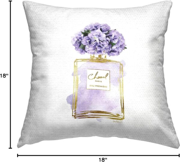 Stupell Industries Purple Fashion Perfume Floral Outdoor Printed Pillow, 18 x 18
