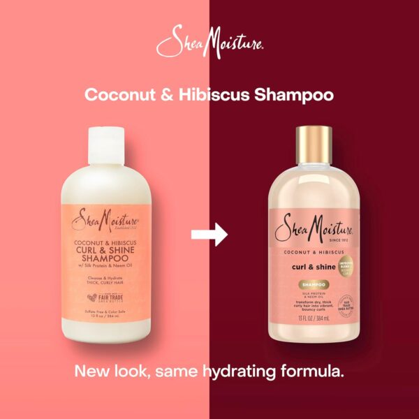 SheaMoisture Shampoo Curl and Shine for Curly Hair Coconut and Hibiscus Paraben Free Shampoo 13 oz