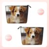 Linen Makeup Bag For Women, Waterproof Travel Cosmetic Organizer Lightweight Zipper Travel Toiletry Bag Organizer Cute Puppy Dog Makeup Brushes Storage Bag