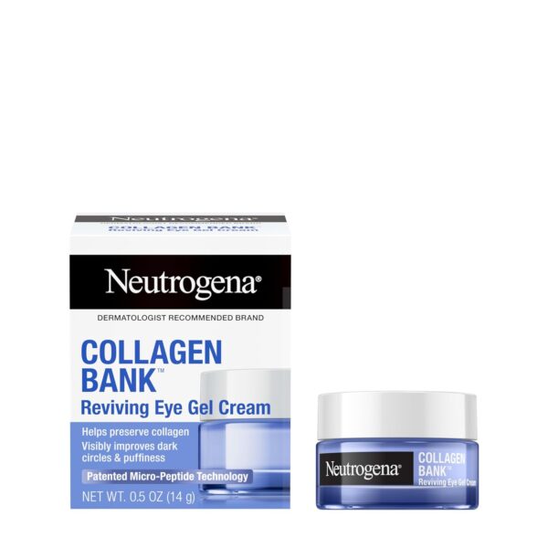 NEUTROGENA Collagen Bank Reviving Eye Cream, Under Eye Cream, Helps Preserve Collagen, Visibly Improves Dark Circles, Puffiness, Fine Lines, Texture, Fragrance Free, with Peptides 0.5 oz