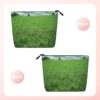 Linen Makeup Bag For Women, Waterproof Travel Cosmetic Organizer Lightweight Zipper Travel Toiletry Bag Organizer Green Lawn Makeup Brushes Storage Bag