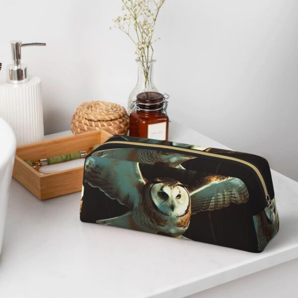 Flying Owl Pencil Pouch Large Capacity Pencil Case Leather Cosmetic Bag Office Desk Organizer Coin Pouch Portable Zipper Toiletry Bag for Travel Outdoor