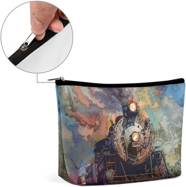 Toiletry Bag for Women Beautiful Steam Train Cosmetic Bag Portable Capacity Travel Makeup Bags with Zipper Lightweight Cute Beauty Makeup Organizer for Traveling, Accessories, Essentials