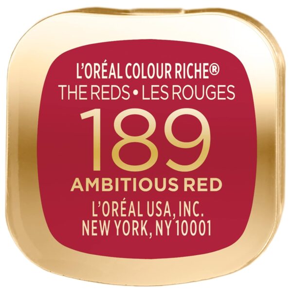 L'Oreal Paris Colour Riche Red Lipstick, Long Lasting, Satin Finish Smudge Proof Lipstick with Hydrating Argan Oil & Vitamin E, Reds of Worth, Ambitious Red, 0.13 Oz