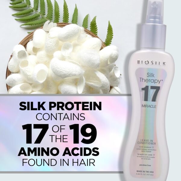 BioSilk Silk Therapy Miracle 17 Leave-In Conditioner, Reconstructs & Repairs Dry & Damaged Hair, Sulfate, Paraben, & Cruelty-Free, 5.64 Oz