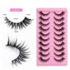 Russian Strip False Eyelashes Thick Volume 12mm Wispy Faux Mink Lashes 8D Volume Long Cat Eye Lashes Dramatic (Cat Eye L18)