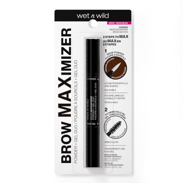 wet n wild Ultimate Brow | Eyebrow Maximizer Powder + Gel Duo Medium Brown