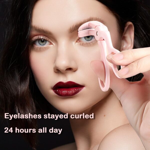 Eyelash Curlers - Plastic Eyelash Curler with Silicone Refill Pads Premium Cute Small Eye Lash Curler for No Pinching or Pulling Lash Curler for Women Girls Eyelash Makeup, Pink
