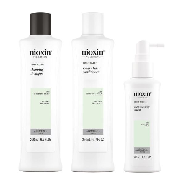 Nioxin Scalp Relief System Kit | For Sensitive Itchy Scalp | Made with Aloe Vera and Vitamin E | Trial Size