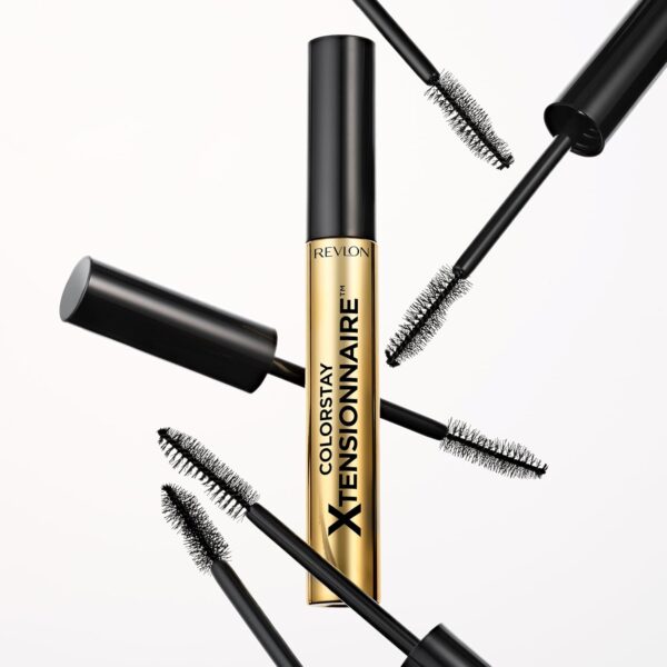 Revlon ColorStay Xtensionnaire Lengthening Lash Serum and Mascara In One, Tapered Brush for 2X Longer Looking Eyelashes, Infused with Pro Vitamin B5, Smudge-Proof, 201 Blackest Black