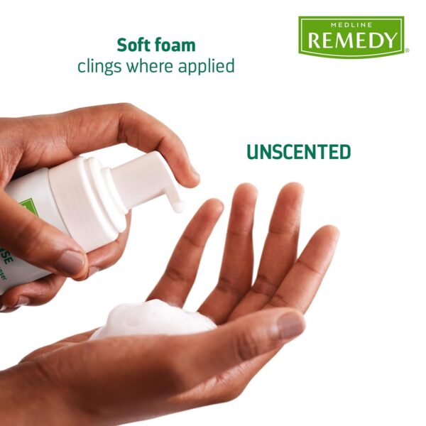 Medline Remedy Essentials No-Rinse Foam Cleanser (4 oz Bottle), 24 Count, Unscented, Gentle Body Wash and Shampoo, pH Balanced and Sulfate Free, For Bath, Shower or Bedside Cleaning, Hypoallergenic