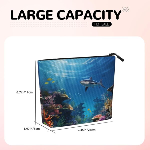 Linen Makeup Bag For Women, Waterproof Travel Cosmetic Organizer Lightweight Zipper Travel Toiletry Bag Organizer Colorful Ocean Theme Makeup Brushes Storage Bag