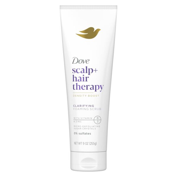 Dove Density Boost Clarifying Foaming Scrub Scalp + Hair Therapy for gentle scalp exfoliation, with Vitamin B3, Zinc and 0% sulfates, 9 oz