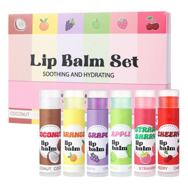 iiniim 6Pcs Non Greasy Lip Balm Set Moisturizing Hydrating Fruit Flavor Smooth Long Lasting Lip Care for Women Girls Daily Use Multicolor One Size