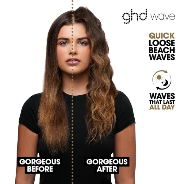 GHD Wave Triple Barrel Hair Waver, Black, Professional Ceramic Styling Tool for Beach Waves, 1.3 Inch Barrels, 365°F Temperature Control