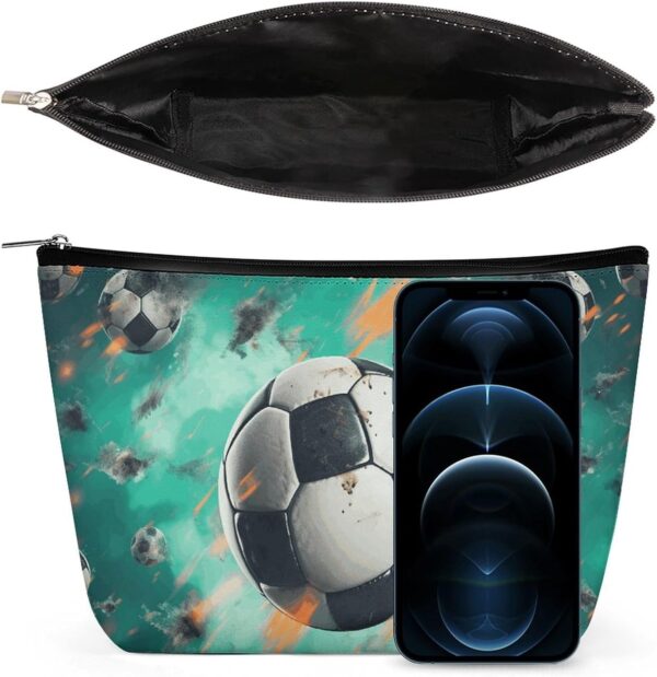 Makeup Bag for Women Cosmetic Bags Soccer Travel Toiletry Bag Cute Zipper Make Up Bags Large Capacity Makeup Case Organizer Portable Makeup Pouch for Travelling Gift