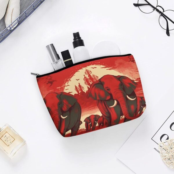 Makeup Bag for Women Cosmetic Bags Elephants Red Travel Toiletry Bag Cute Zipper Make Up Bags Large Capacity Make Up Case Organizer Portable Makeup Pouch for Travelling Gift