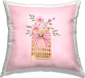 Stupell Industries Perfume Bouquet Florals Design by Nan Indoor Printed Throw Pillow, 18 x 7 x 18, Pink