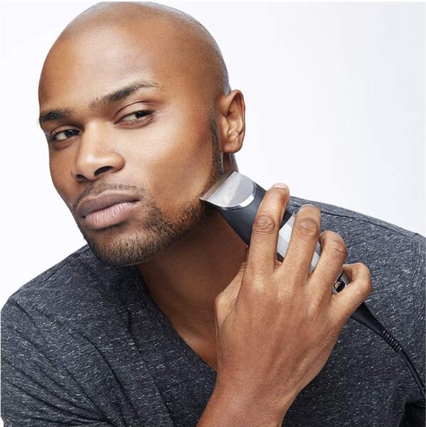 Bevel Beard Trimmer for Men - Cordless Trimmer, 6 Hour Rechargeable Battery Life, Tool Free Adjustable Zero Gapped Blade, Barber Supplies, Mustache Trimmer, Silver