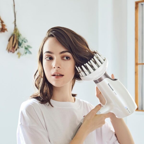 Panasonic Nanoe Salon Hair Dryer with Oscillating QuickDry Nozzle, Diffuser and Concentrator Attachments, 3 Speed Heat Settings for Easy Styling and Healthy Hair - EH-NA67-W (White)