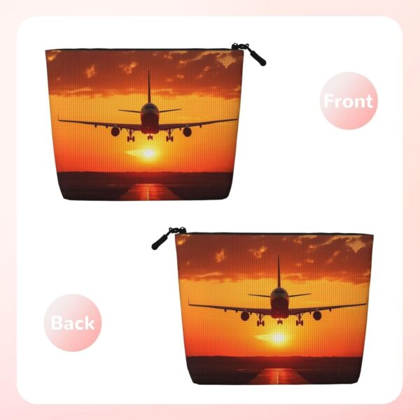 Linen Makeup Bag For Women, Waterproof Travel Cosmetic Organizer Lightweight Zipper Travel Toiletry Bag Organizer Airplane Sunset Makeup Brushes Storage Bag