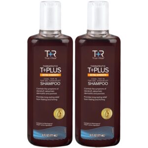 True+Real Coal Tar Therapeutic Plus Tar Gel Anti-Dandruff Shampoo Extra Strength 1% Coal Tar, 6 Fluid Ounce 2 Pack