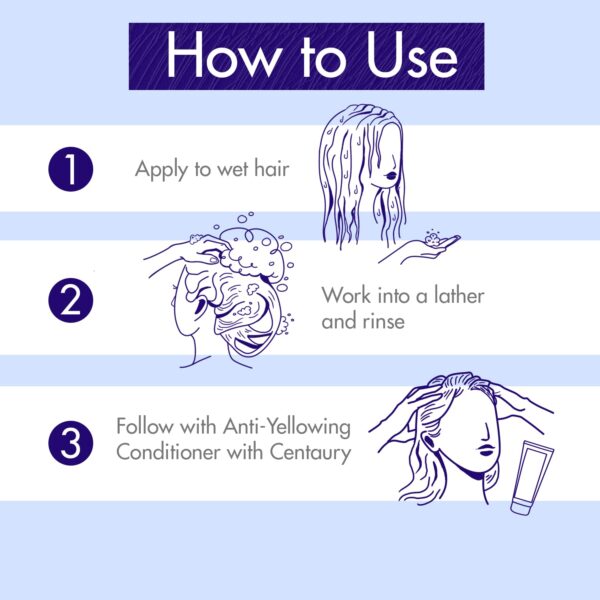 Klorane Shampoo with Centaury - Brightens Blonde, Platinum, Silver, Gray or White Hair - Neutralizes Unwanted Yellow, Brassy, and Copper Tones - Paraben, Silicone and Sulfate-Free - 13.5 fl. oz.