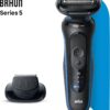 Braun Electric Shaver for Men, Series 5 5120s, Wet & Dry Shave, Turbo Shaving Mode, Foil Shaver, Engineered in Germany, with Beard Trimmer & Attachments, Blue