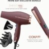 Conair Limited Edition Bundle | INFINITIPRO by CONAIR Hair Dryer with Diffuser - and - Conair Double Ceramic 1-inch Digital Flat Iron | Plum | Amazon Exclusive