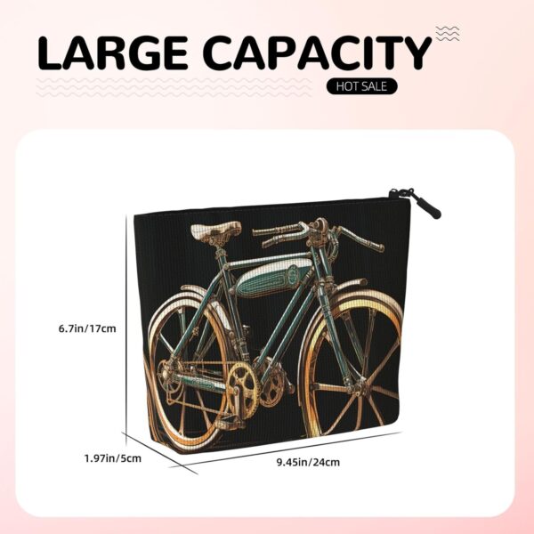 Linen Makeup Bag For Women, Waterproof Travel Cosmetic Organizer Lightweight Zipper Travel Toiletry Bag Organizer Bike Makeup Brushes Storage Bag