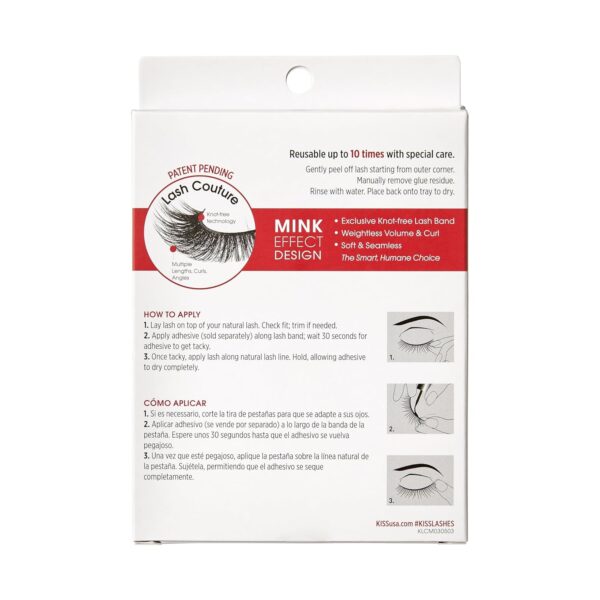 KISS Lash Couture, False Eyelashes, 'Jubilee', 10 mm, Includes 4 Pairs Of Lashes, Contact Lens Friendly, Easy to Apply, Reusable Strip Lashes, Glue On