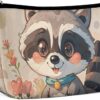 Cartoon Cute Raccoon Makeup Bag for Women Portable Travel Toiletry Pouch, PU Leather Cosmetic Bag with Zipper