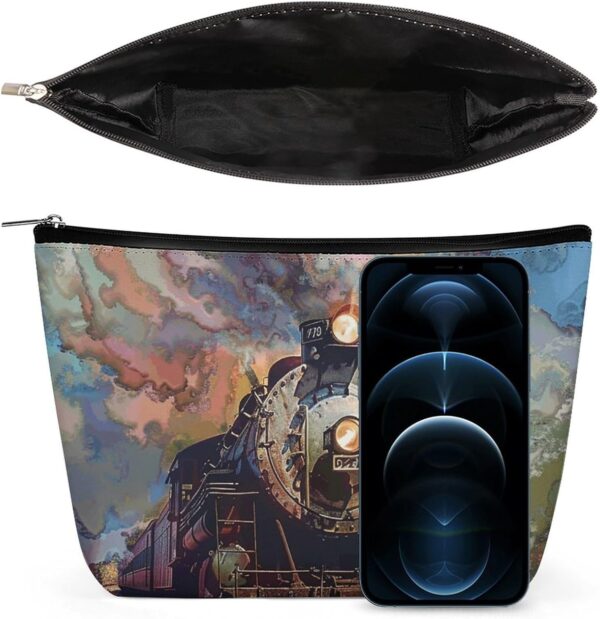 Toiletry Bag for Women Beautiful Steam Train Cosmetic Bag Portable Capacity Travel Makeup Bags with Zipper Lightweight Cute Beauty Makeup Organizer for Traveling, Accessories, Essentials