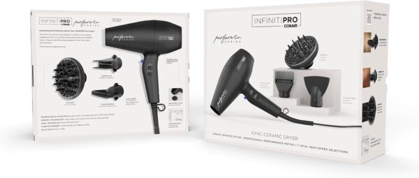 Conair Infiniti Pro Hair Dryer with Diffuser Plus 2 Other Attachments and Drawstring Storage Bag | Performa Series Hair Dryer | Blow Dryer with Professional Performance Motor | Black