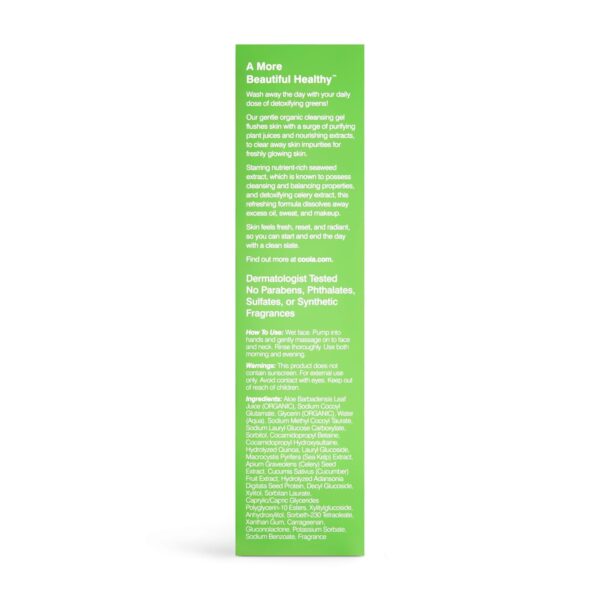 COOLA Organic Glowing Greens Facial Cleanser, Dermatologist Tested Skin Barrier Protection with Aloe Vera Juice, Vegan and Gluten Free